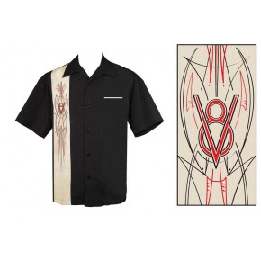 Steady Clothing - Black V8 Pinstripe Shirt Steady Clothing - Black V8 Pinstripe Shirt