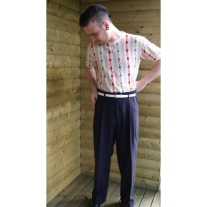 High Waisted Trousers - Indigo Fleck High Waisted Trousers - Indigo Fleck