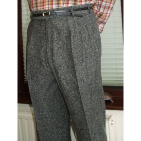 Charcoal Fleck Triple Pleat Trousers Charcoal Fleck Triple Pleat Trousers