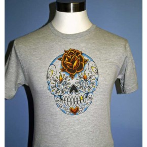 Steady Clothing - Grey Sugar Skull T-Shirt Steady Clothing - Grey Sugar Skull T-Shirt