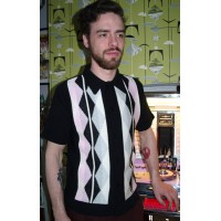 Black/Pink Argyll Knitted Shirt