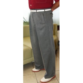 Grey Pinstripe 40Ts High Waisted Trousers