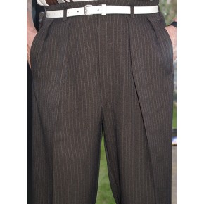 Brown Pinstripe 40Ts High Waisted Trousers