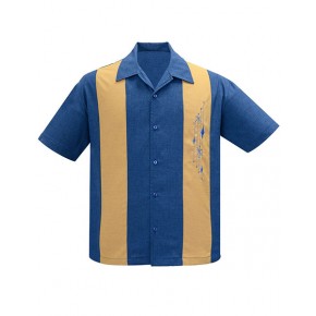 Steady Clothing - Mid Cent Marvel Blue/Mustard Panel Shirt