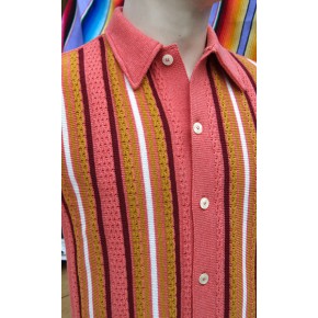 Coral Striped Knitted Shirt