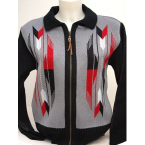 Ladies Santa Fe - Grey Knitted Zipper