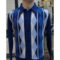 Blue Argyle Long Sleeved Knit