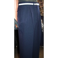 Dark Blue Slub - High Waisted Trousers