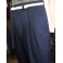 Dark Blue Slub - High Waisted Trousers
