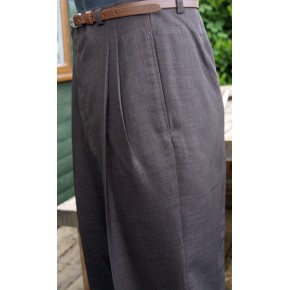 Dark Brown Slub - High waisted Trousers