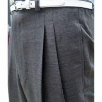 Slate Grey Slub - High Waisted Trousers