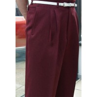 Burgundy Herringbone - High Waisted Trousers